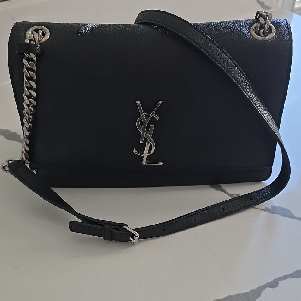 Yves Saint Laurent Black Leather Chain Shoulder Bag